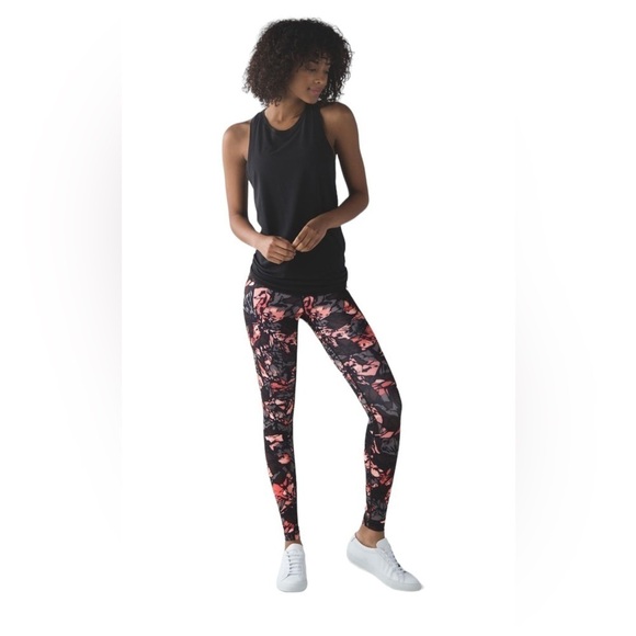 Lululemon Wunder Under Pant (Hi-Rise) Legging in Paint Storm Black / Coral Sz 4 - Picture 2 of 11